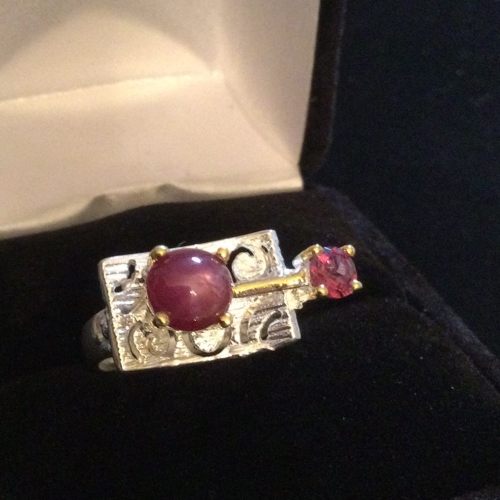 Rare Genuine Star Ruby & Rhodolite Ring, One of a Kind - Picture 9 of 16